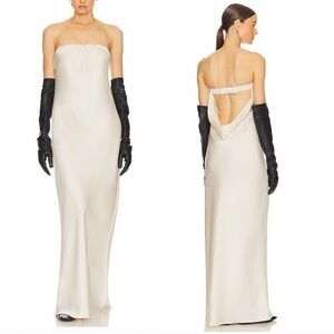 Helsa Lisette Column Maxi Dress Ivory Strapless Cream Gown Revolve NWT M